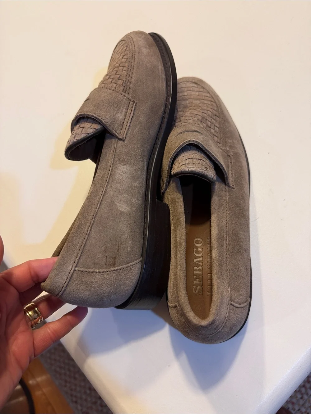 Todd Snyder Sebago grey suede loafers Sz 10.  New/Flawed SEE PICTURES. Tub7